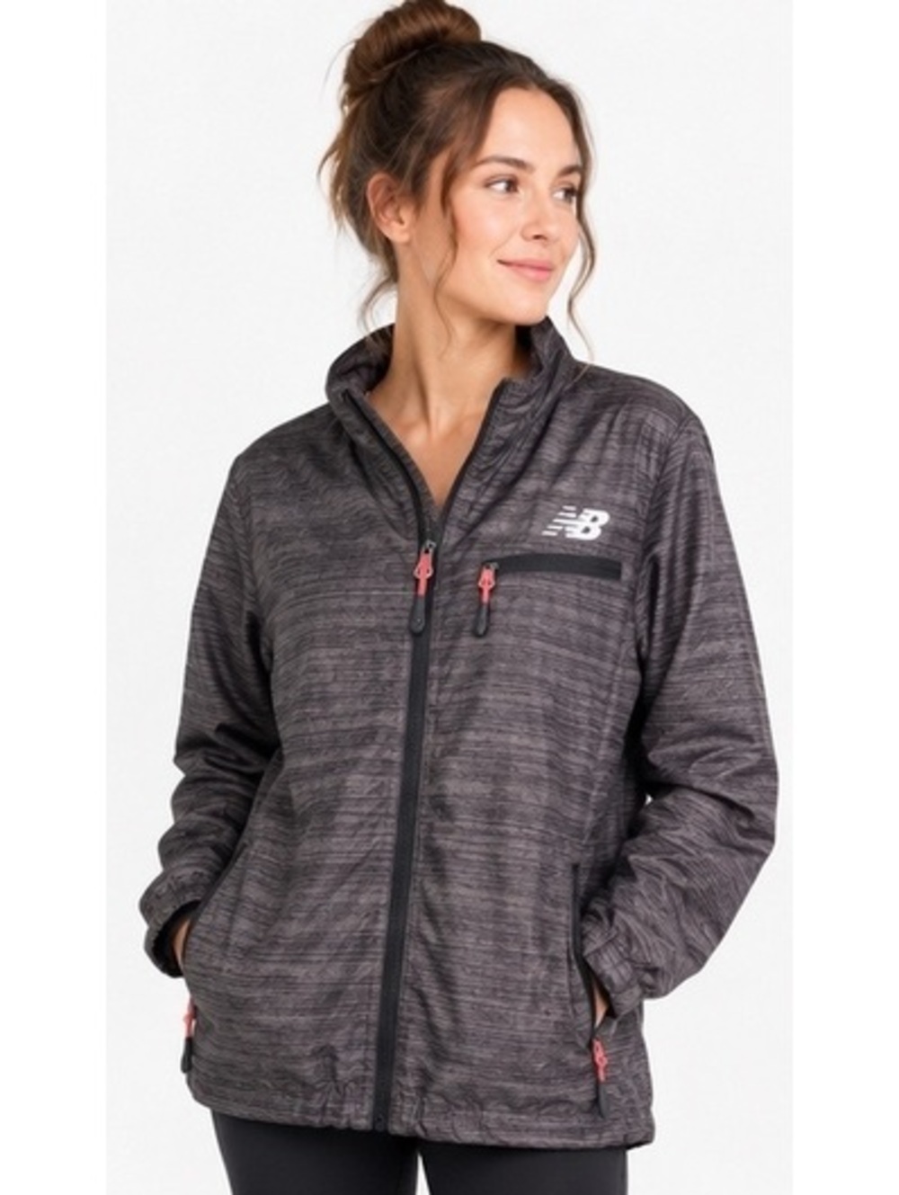 New Balance Women's Waterproof Rain Jacket Gray Pink M